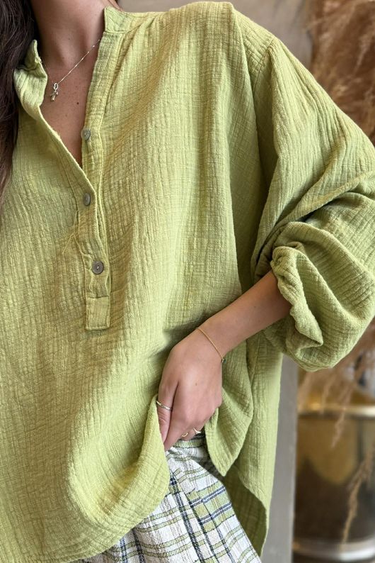 Suri Cushion Cotton Laurie Blouse Soft Olive